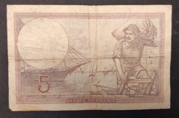 france billet de 5 francs violet du 26/12/1940 h.67810 ref f.04/18 dernière date