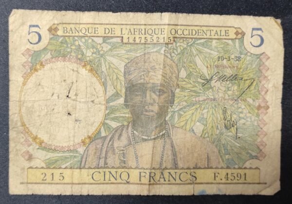 afrique occidentale française billet de 5 francs type 1934 du 10/03/1938 spl (copie)