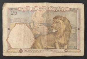 banque de l'afrique occidentale billet de 25 francs du 09/03/1939