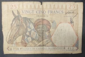 banque de l'afrique occidentale billet de 25 francs du 24/02/1942