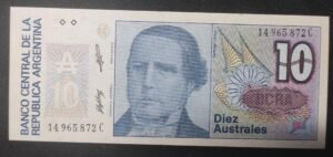 argentine billet de 10 australes 1985 pick 325 neuf ( unc )