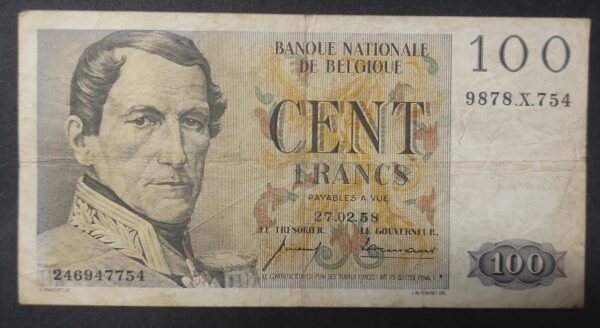 belgique billet de 100 francs du 24/01/1948 pick 129 (copie)