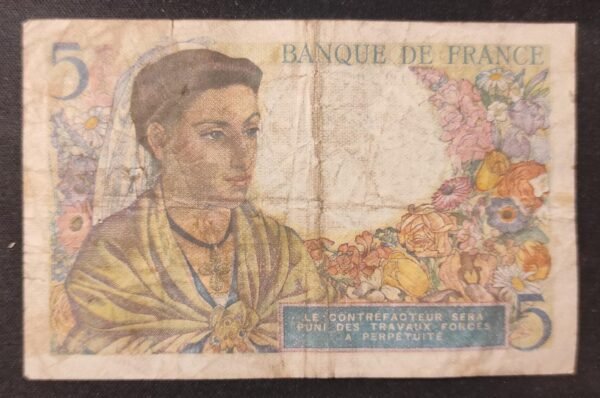 france billets de 5 francs berger du 02/06/1943 m.11 ref : f.05/01 1er date (copie)
