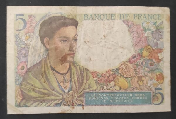france billets de 5 francs berger du 02/06/1943 n.5 ref : f.05/01 1er date (copie)