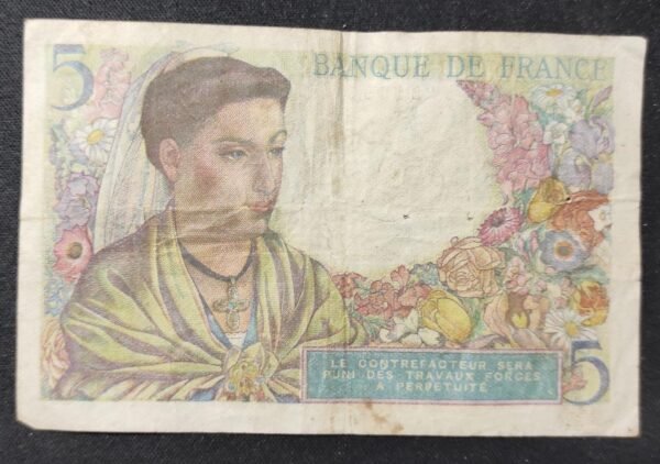 france billets de 5 francs berger du 22/07/1943 f.40 ref : f.05/02 (copie)