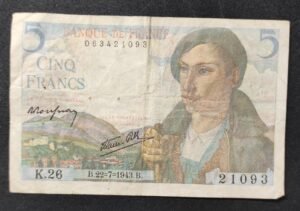france billets de 5 francs berger du 22/07/1943 f.40 ref : f.05/02 (copie) france billets de 5 francs berger du 22/07/1943 f.40 ref : f.05/02 (copie)