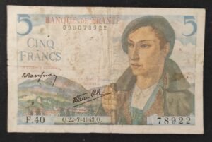 france billets de 5 francs berger du 22/07/1943 v.27 ref : f.05/02 (copie) france billets de 5 francs berger du 22/07/1943 v.27 ref : f.05/02 (copie)