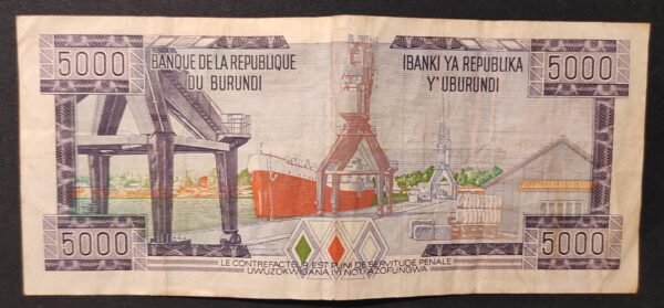 burundi billet de 5000 francs du 01/10/1991 pick 47
