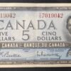 canada billet de 5 dollars 1954 pick 77 reine elisabeth ii