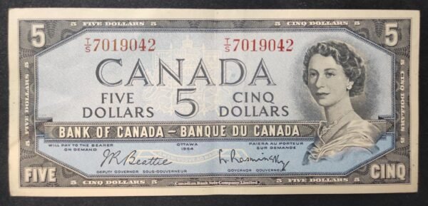 canada billet de 5 dollars 1954 pick 77 reine elisabeth ii