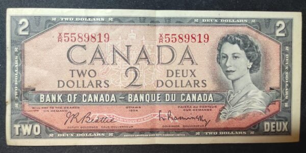 canada billet de 2 dollars 1954 pick 76 reine elisabeth ii