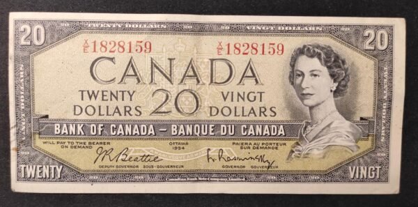 canada billet de 20 dollars 1954 pick 80 reine elisabeth ii