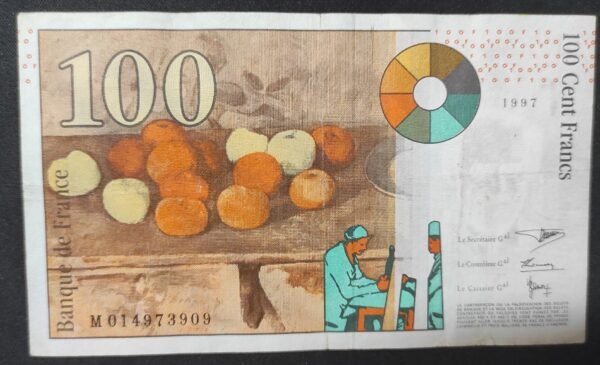 france billet de 100 francs cézanne de 1997 ref : f.74/01