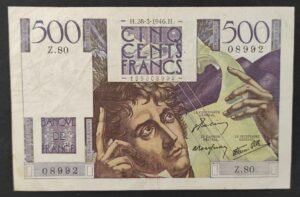 france billet de 500 francs chateaubriand du 28/03/1946 z.80 ref : f.34/05