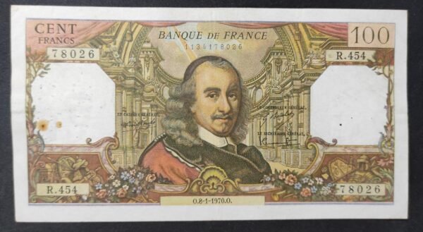 france billet de 100 francs corneille du 08/01/1970 r.454 ref f.65/