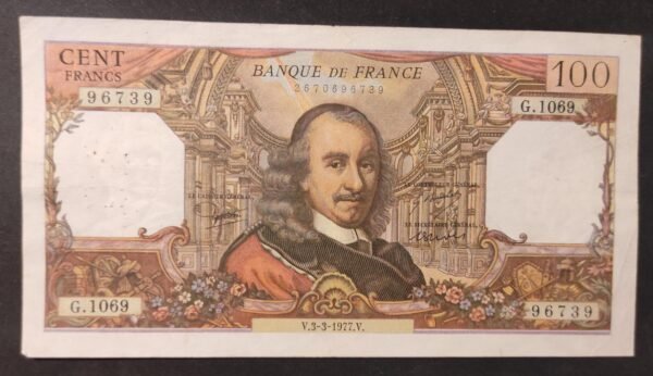 france billet de 100 francs corneille du 03/03/1977 g.1069 ref f.65/57