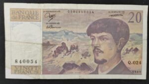 france billet de 20 francs debussy de 1989 q.024 ref : f.66/10