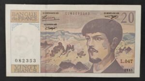 france billet de 20 francs debussy de 1995 l.047 ref : f.66ter/01