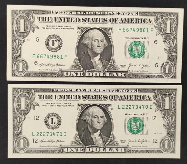 etats unis d'amérique usa 2 x 1 dollar 2021 f (6) atlanta l ( 12 ) san francisco