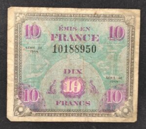 france billet de 10 francs drapeau sans série de 1944 ref : vf.18/01 ttb+ (copie)