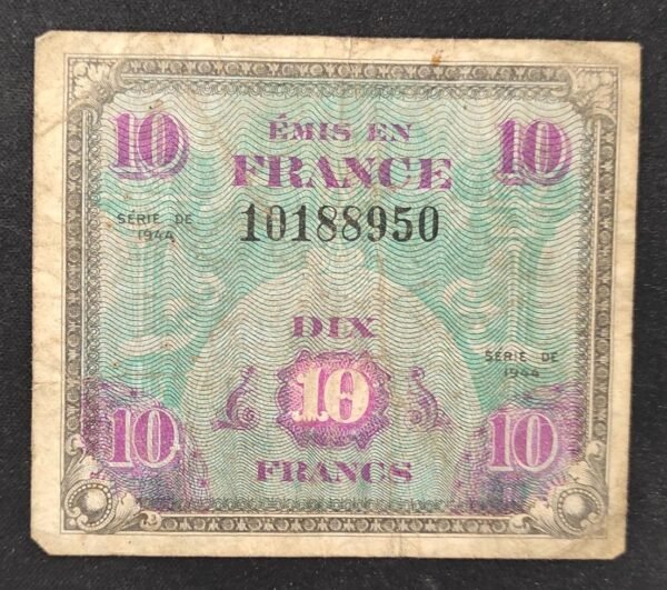 france billet de 10 francs drapeau sans série de 1944 ref : vf.18/01 ttb+ (copie)