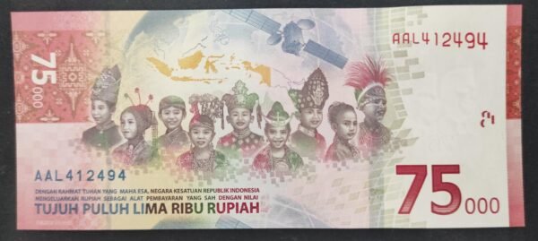 indonésie commémoratif billet de 75 000 roupies 2020 pick 161 neuf ( unc )