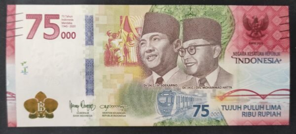 indonésie commémoratif billet de 75 000 roupies 2020 pick 161 neuf ( unc )