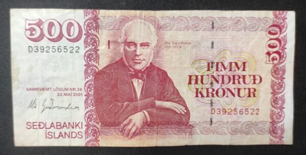 islande billet de 500 kronur du 22/05/2001 pick 58 circulé (copie)