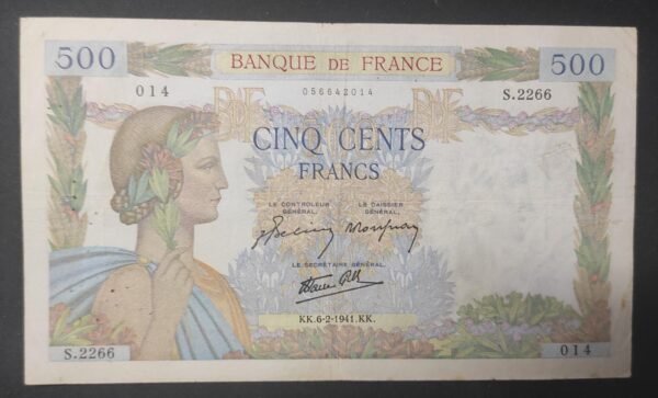 france billet de 500 francs la paix du 06/02/1941 w.2263 ref : f.32/14 (copie)