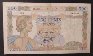 france billet de 500 francs la paix du 6/02/1941 w.2263 ref : f.32/14