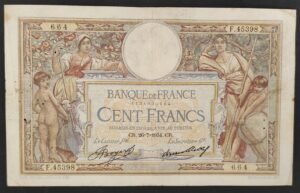 france billet de 100 francs luc olivier merson du 26/07/1934 f.45398 ref f.24/13