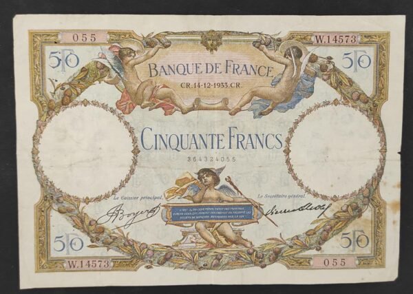 france billet de 50 francs luc olivier merson 14/12/1933 w.14573 ref f.16/04