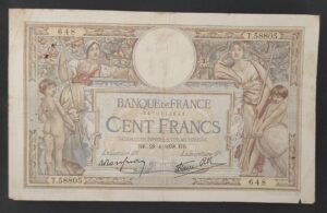 france billet de 100 francs luc olivier merson du 28/04/1938 t.58805 ref f.25/16