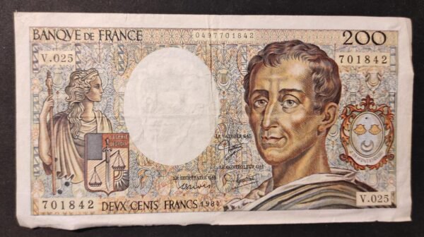 france billet de 200 francs montesquieu de 1982 d.013 ref f.70/2 (copie)