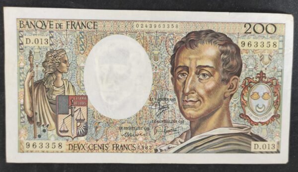 france billet de 200 francs montesquieu de 1982 u.013 ref f.70/2 (copie)