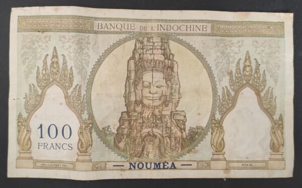 nouvelle calédonie billet de 100 francs ruines d'angkor " noumea " km.415.e