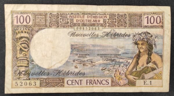 nouvelles hébrides billet de 100 francs 1er signature e.1 de 1972 (copie)