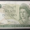 rare nouvelle zélande billet de 20 dollars 1975 1977 pick 167 reine elizabeth ii etoile !