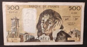 france billet de 500 francs pascal du 07/06/1979 z.103ref : f.71/20