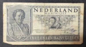 pays bas billet de 2 1/2 gulden type 1949 julianna pick 73