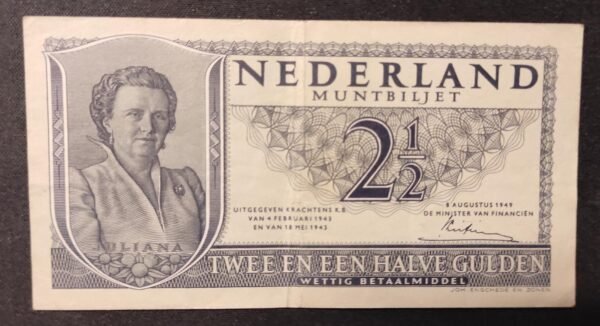 pays bas billet de 2 1/2 gulden type 1949 juliana pick 73 (copie)