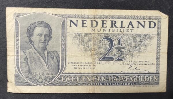 pays bas billet de 2 1/2 gulden type 1949 juliana pick 73 (copie)
