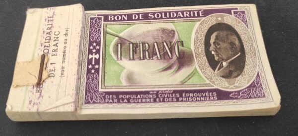 france 1 franc marechal petain bon de solidarité retiré de sa souche ttb+