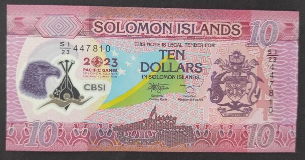 iles salomon commemoratif magnifique billet de 10 dollars 2023 pick 39