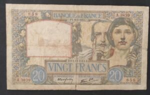 france billet de 20 francs travail et science a.3839 du 08/05/1941 f.12/14 france billet de 20 francs travail et science a.3839 du 08/05/1941 f.12/14