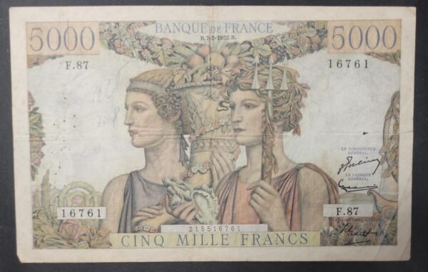 france billet de 5000 francs terre et mer du 18/12/1941 f.87 ref : f.48/06