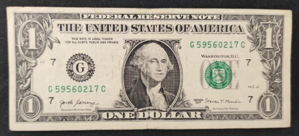 etats unis d'amérique usa billet de 1 dollar 2017 g (7) chicago illinois (copie)