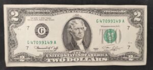 rare etats unis d'amérique usa billet 2 dollars 1976 g ( 7 ) chicago illinois ! rare etats unis d'amérique usa billet 2 dollars 1976 g ( 7 ) chicago illinois !
