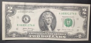 etats unis d'amérique usa billet de 2 dollars 2017 k 11 dallas texas !