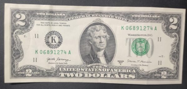 etats unis d'amérique usa billet de 2 dollars 2017 k 11 dallas texas !